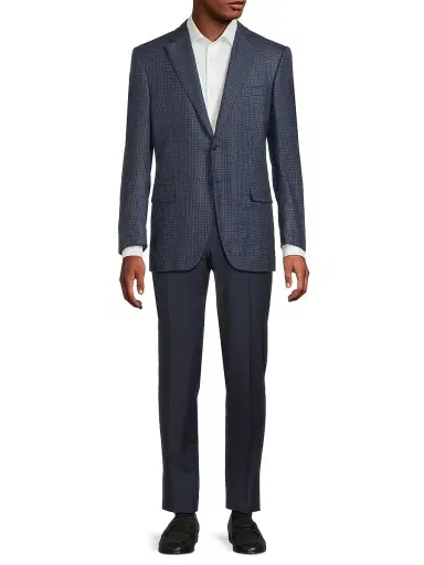 Canali Men's Checked Silk-Cashmere Sport Coat - Dark Blue - Size 40 | Thumbnail 2