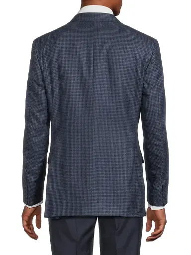 Canali Men's Checked Silk-Cashmere Sport Coat - Dark Blue - Size 40 | Thumbnail 5