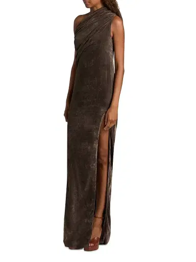 Rick Owens Women's Athena Arrowhead One-Shoulder Velvet Gown - Dark Dust | Thumbnail 4