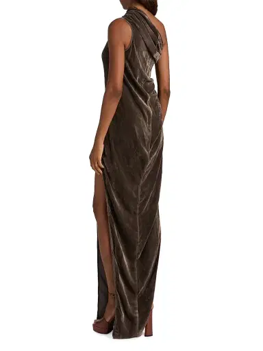 Rick Owens Women's Athena Arrowhead One-Shoulder Velvet Gown - Dark Dust | Thumbnail 5