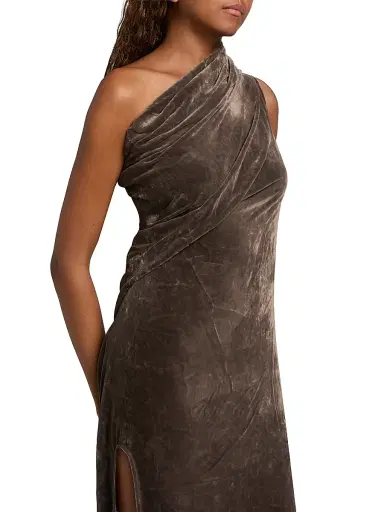 Rick Owens Women's Athena Arrowhead One-Shoulder Velvet Gown - Dark Dust | Thumbnail 6