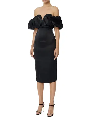Elisabetta Franchi Women's Duchess Satin 3D Cocktail Dress - Nero | Thumbnail 2