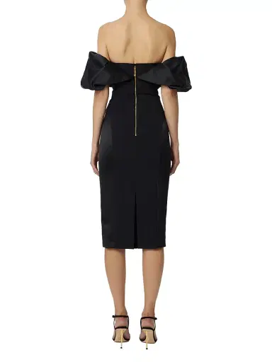 Elisabetta Franchi Women's Duchess Satin 3D Cocktail Dress - Nero | Thumbnail 3