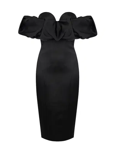 Elisabetta Franchi Women's Duchess Satin 3D Cocktail Dress - Nero | Thumbnail 1
