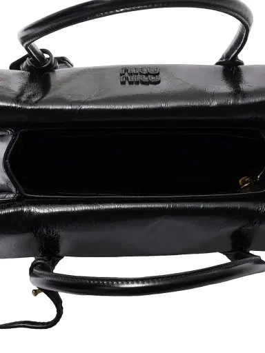 Miu Miu Women's Shiny Leather Top Handle Bag - Black | Thumbnail 4 Miu Miu Women's Shiny Leather Top Handle Bag - Black | Thumbnail 4