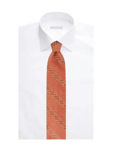 Stefano Ricci Men's Pleated Tie - Medium Orange | Thumbnail 2