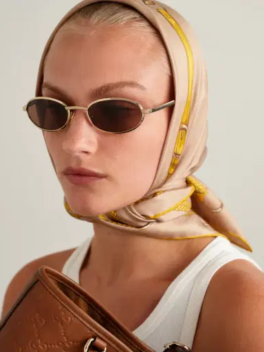 Gucci Eyewear Rodeo Drive Oval-frame Gold-tone Sunglasses | Thumbnail 2