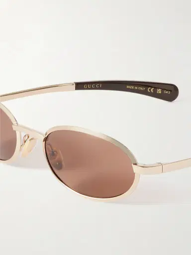 Gucci Eyewear Rodeo Drive Oval-frame Gold-tone Sunglasses | Thumbnail 4