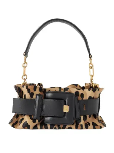 Balmain Anthem Mini Buckled Leather And Leopard-print Calf Hair Shoulder Bag | Thumbnail 1 Balmain Anthem Mini Buckled Leather And Leopard-print Calf Hair Shoulder Bag | Thumbnail 1