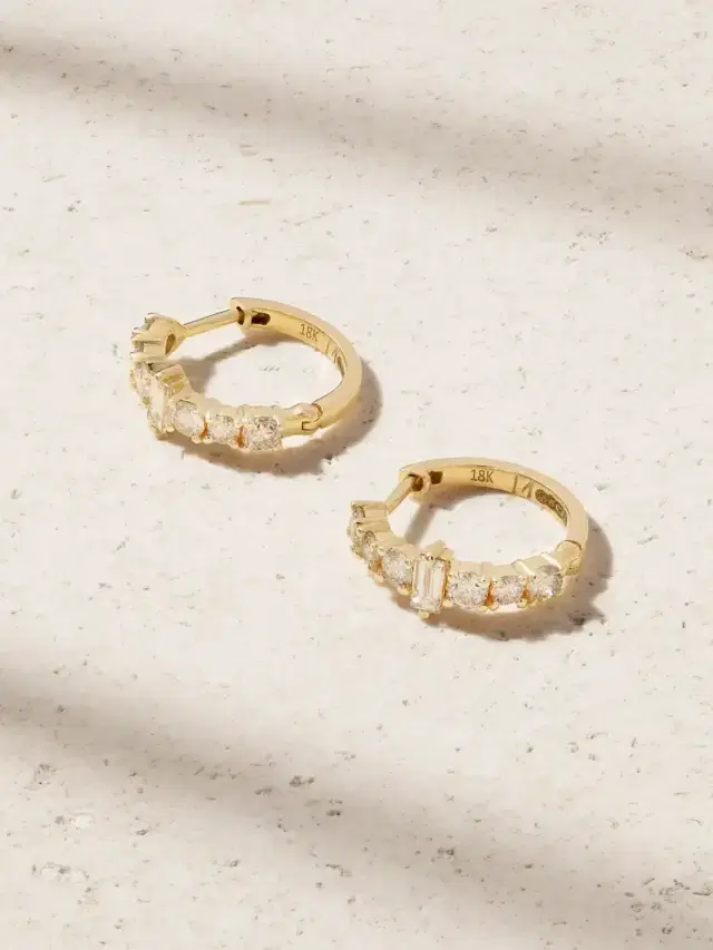 Ileana Makri Rivulet Spread 18-karat Gold Diamond Hoop Earrings