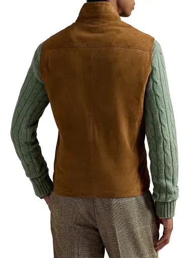 Polo Ralph Lauren Men's Classic Suede Double-Zip Vest - Cafe Brown | Thumbnail 6 Polo Ralph Lauren Men's Classic Suede Double-Zip Vest - Cafe Brown | Thumbnail 6