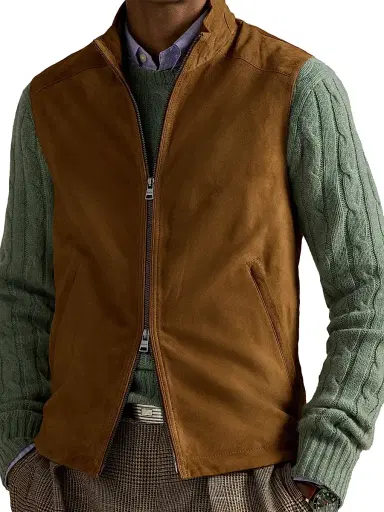 Polo Ralph Lauren Men's Classic Suede Double-Zip Vest - Cafe Brown | Thumbnail 7 Polo Ralph Lauren Men's Classic Suede Double-Zip Vest - Cafe Brown | Thumbnail 7