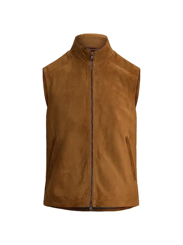 Polo Ralph Lauren Men's Classic Suede Double-Zip Vest - Cafe Brown