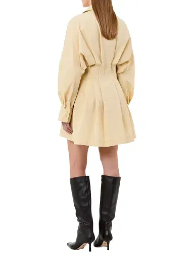 NICHOLAS Women's Fabienne Pleated Mini Shirtdress - Butter | Thumbnail 4