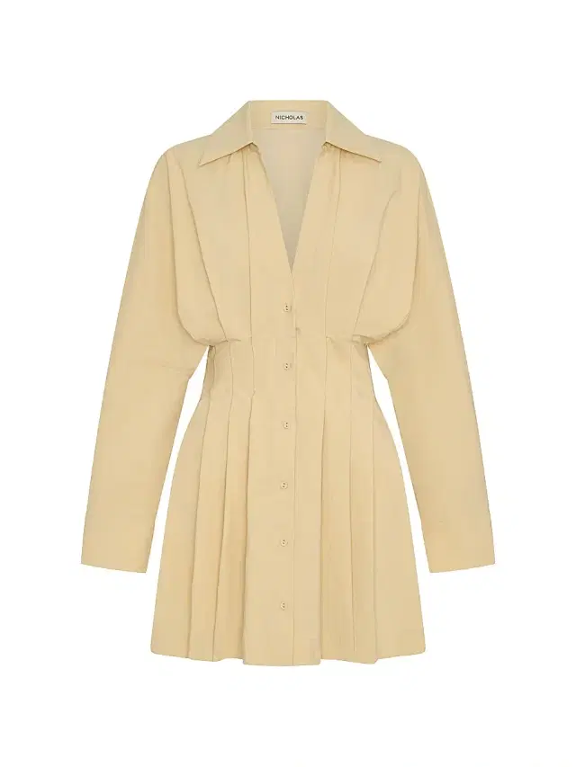 NICHOLAS Women's Fabienne Pleated Mini Shirtdress - Butter
