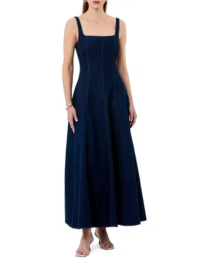 NICHOLAS Women's Athena Godet Panelled Maxi Dress - Indigo | Thumbnail 2