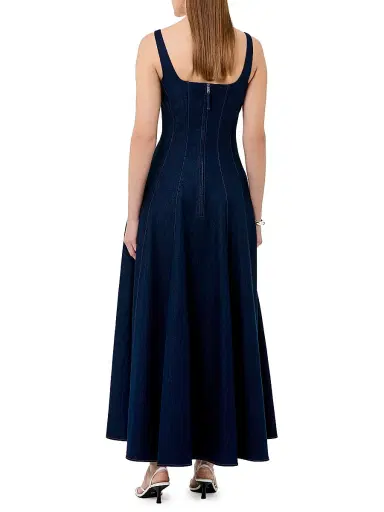 NICHOLAS Women's Athena Godet Panelled Maxi Dress - Indigo | Thumbnail 4
