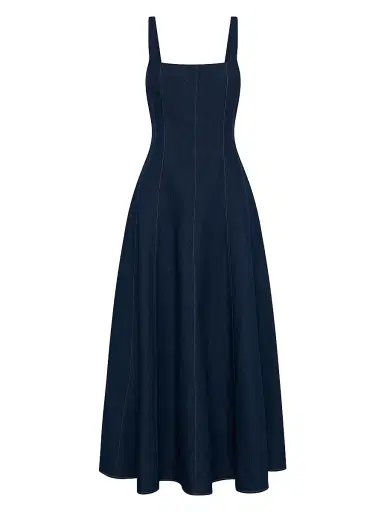 NICHOLAS Women's Athena Godet Panelled Maxi Dress - Indigo | Thumbnail 1