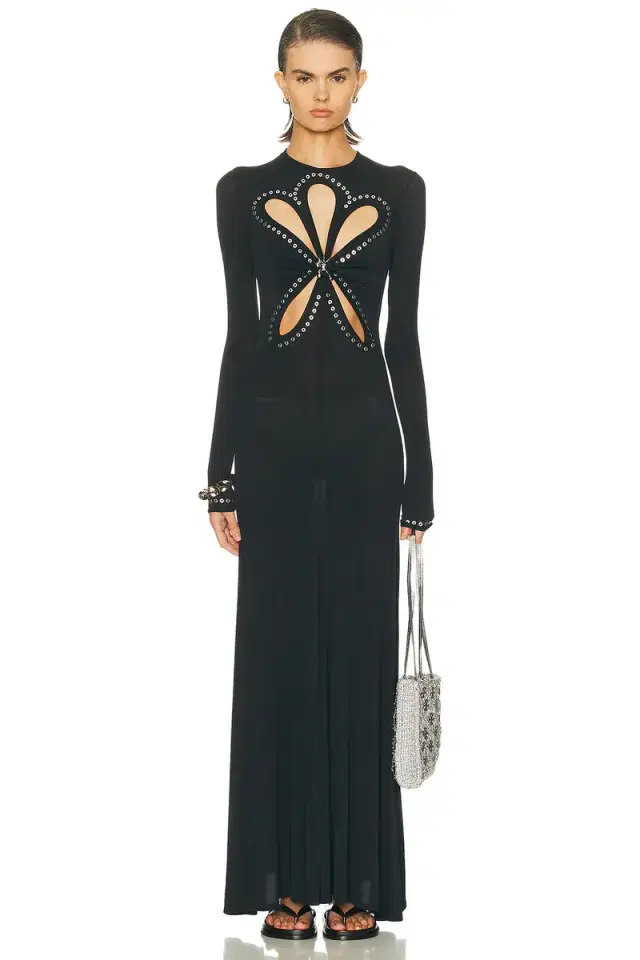 Flower Cut Out Long Dress