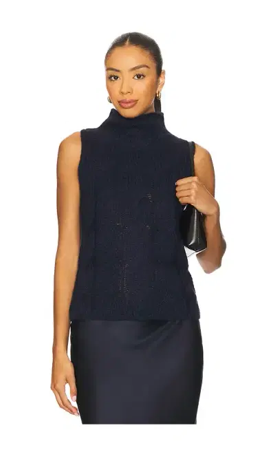 Sablyn Salvia Sleeveless Cable Turtleneck Sweater | Thumbnail 1