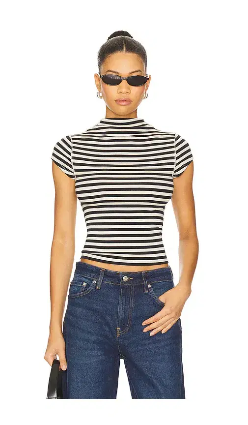 x We The Free Lola Tee Stripe In Black & White Stripe