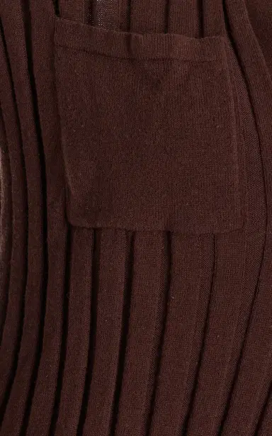 USISI SISTER Hannah Velvet-Detailed Ribbed-Knit Cotton Top - Brown - XS | Thumbnail 5