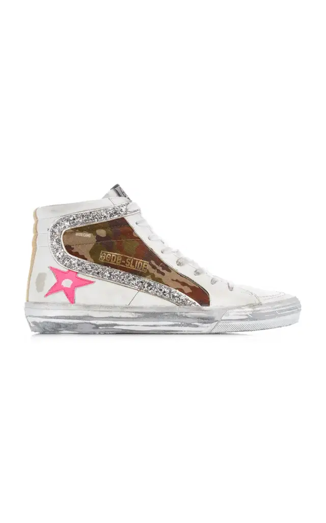 Slide Camo Suede and Leather Sneakers