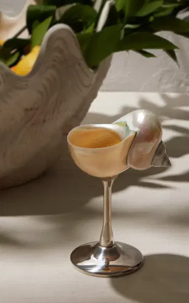 Tres J Shell Silver Stemmed Cocktail Glass | Thumbnail 3