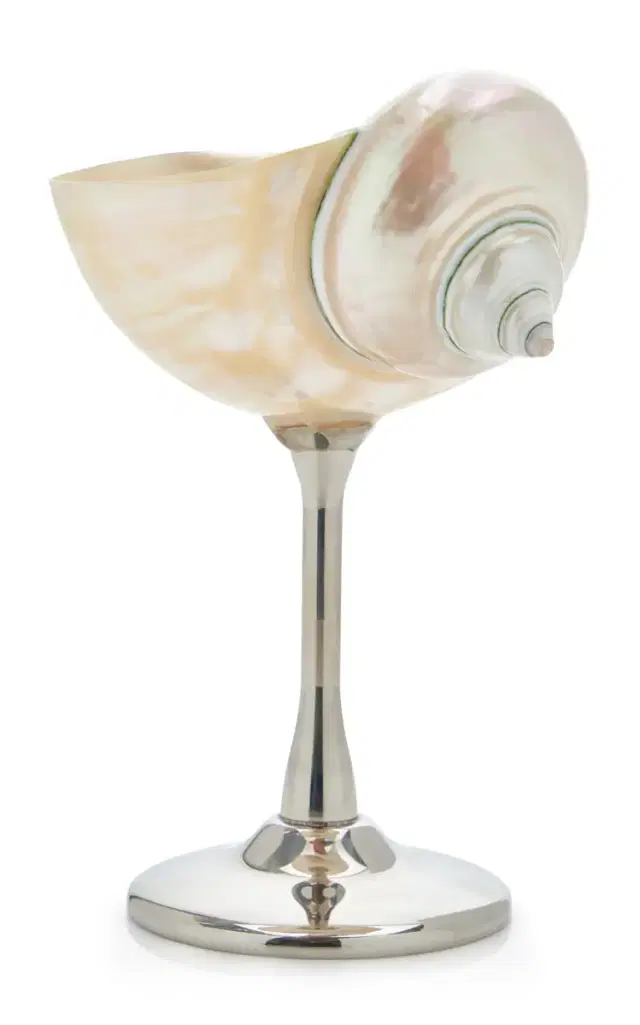 Tres J Shell Silver Stemmed Cocktail Glass