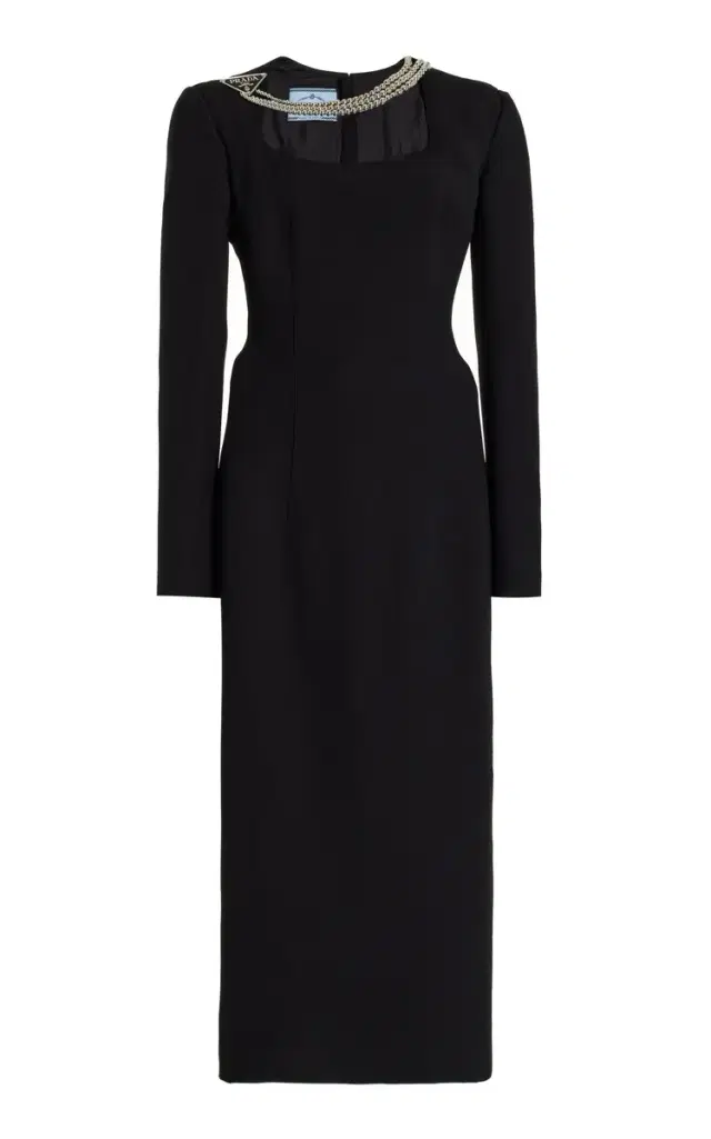 Prada Chain-Embellished Cady Midi Dress
