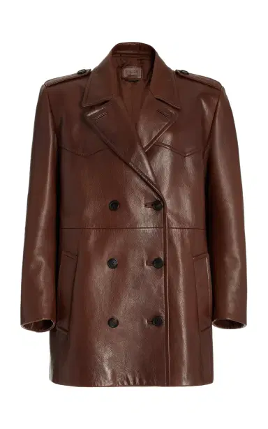 Prada Double-Breasted Leather Jacket | Thumbnail 6 Prada Double-Breasted Leather Jacket | Thumbnail 6