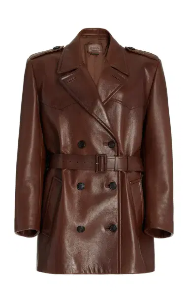 Prada Double-Breasted Leather Jacket | Thumbnail 1 Prada Double-Breasted Leather Jacket | Thumbnail 1