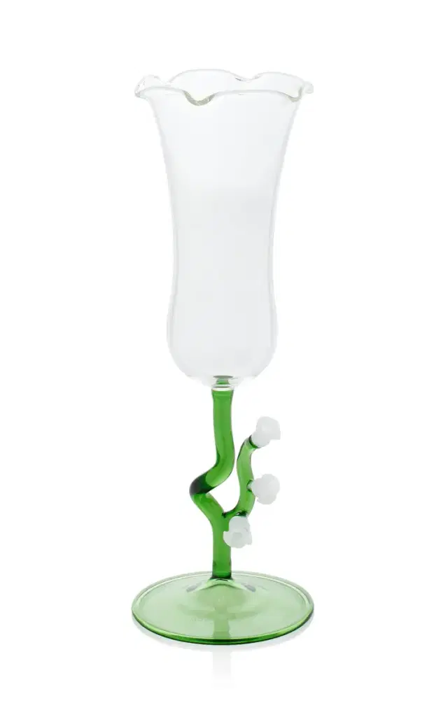 Lily of the Valley Fluted Champagne Glass - Green