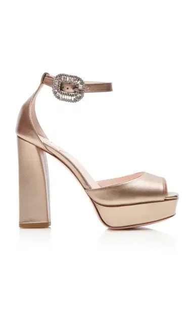 Roger Vivier Strass Platform Metallic Leather Sandals | Thumbnail 7 Roger Vivier Strass Platform Metallic Leather Sandals | Thumbnail 7