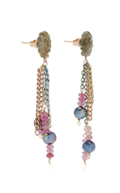 Joie DiGiovanni Santorini Sunset Seashell Freshwater Pearl Chain Studs | Thumbnail 3