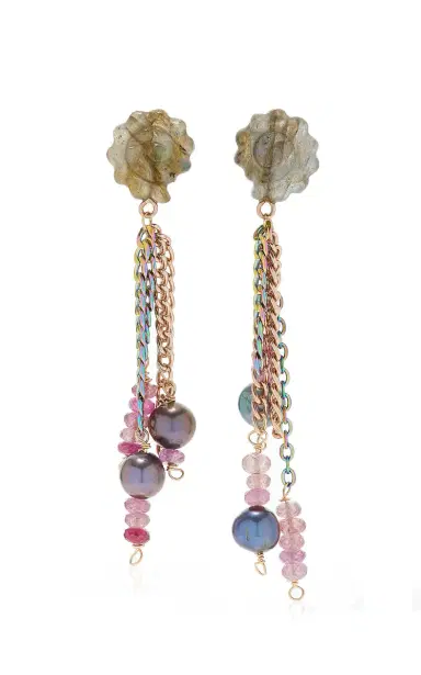 Joie DiGiovanni Santorini Sunset Seashell Freshwater Pearl Chain Studs | Thumbnail 1