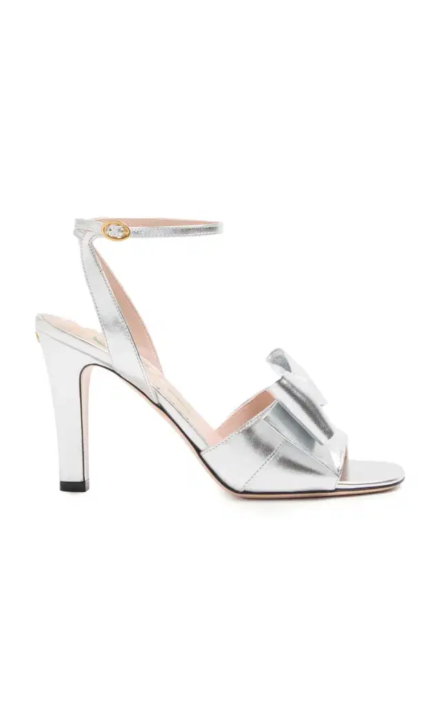 Valentino Garavani Bowow Metallic Leather Sandals