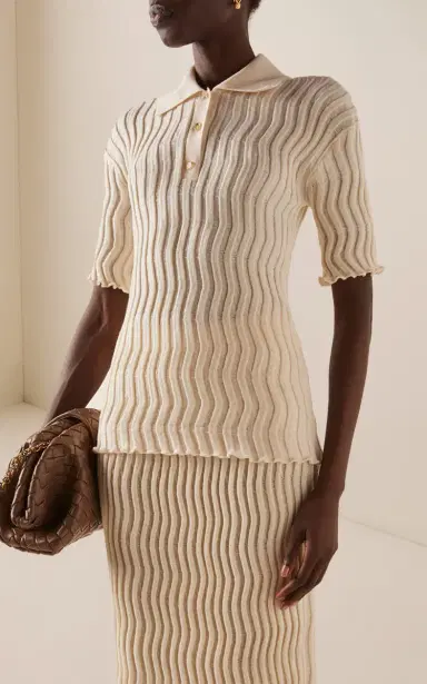 Bottega Veneta Ribbed-Knit Wool Polo Top | Thumbnail 2 Bottega Veneta Ribbed-Knit Wool Polo Top | Thumbnail 2