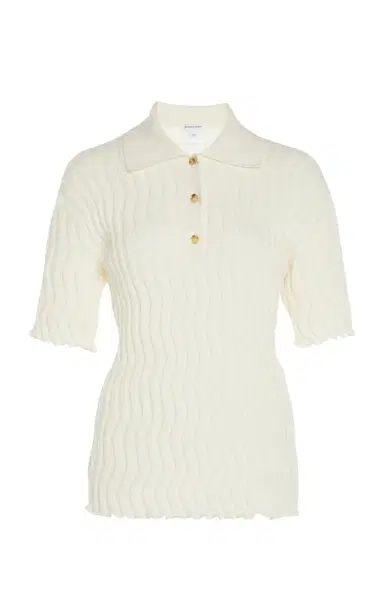 Bottega Veneta Ribbed-Knit Wool Polo Top | Thumbnail 6 Bottega Veneta Ribbed-Knit Wool Polo Top | Thumbnail 6