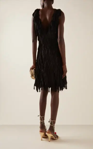 Bottega Veneta Fringed Fil Coupe Crepe Mini Dress | Thumbnail 4