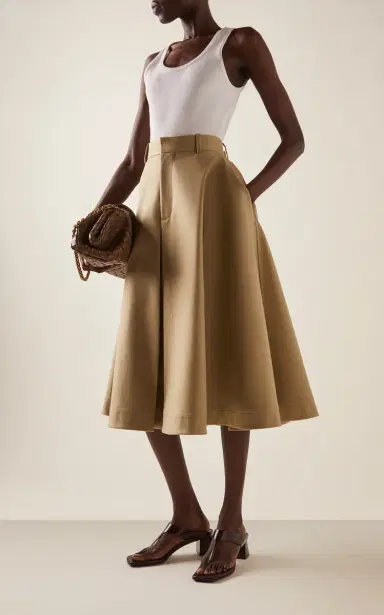 Bottega Veneta Fine Compact Cotton-Twill A-Line Skirt | Thumbnail 2 Bottega Veneta Fine Compact Cotton-Twill A-Line Skirt | Thumbnail 2