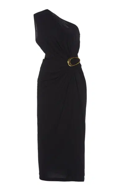 Bottega Veneta Asymmetric Crepe Jersey Midi Dress | Thumbnail 1 Bottega Veneta Asymmetric Crepe Jersey Midi Dress | Thumbnail 1