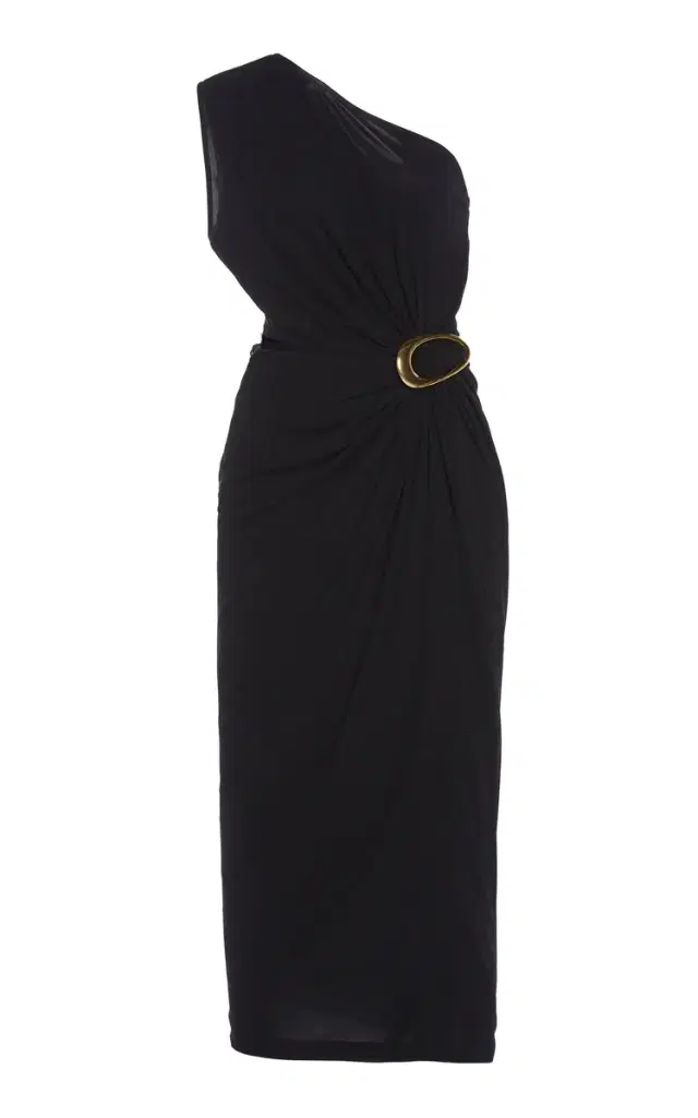 Asymmetric Crepe Jersey Midi Dress