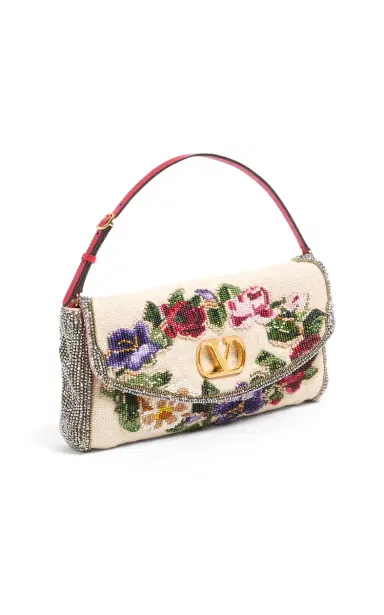 Valentino Garavani Vain Floral-Embroidered Linen Bag | Thumbnail 2