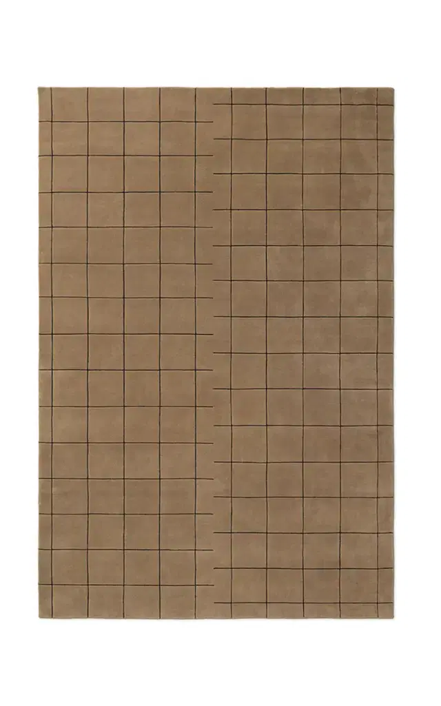 6'X 9'Grid Hand Loomed Area Rug - Brown