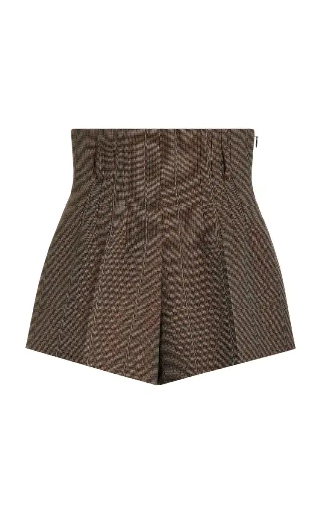 Corset-Waist Wool Suiting Shorts