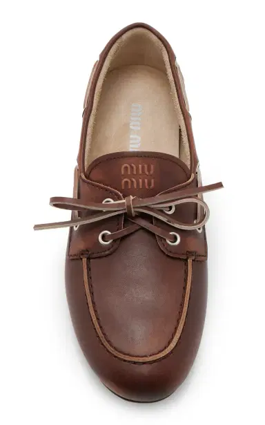 Miu Miu Lace-Up Leather Boat Shoes | Thumbnail 5