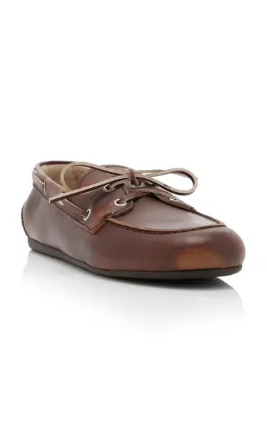 Miu Miu Lace-Up Leather Boat Shoes | Thumbnail 6