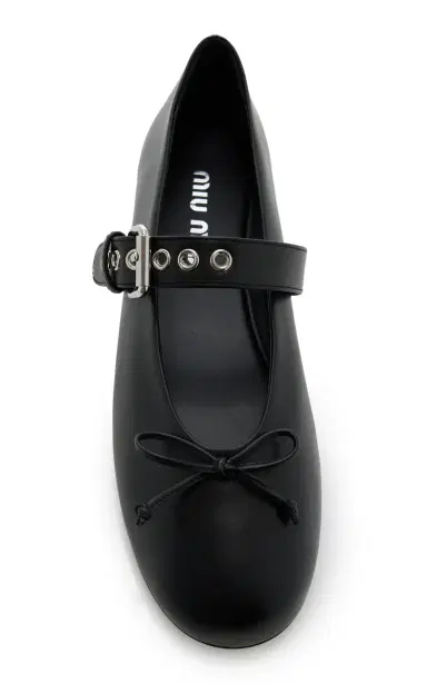 Miu Miu Buckle-Strap Leather Ballet Flats | Thumbnail 3