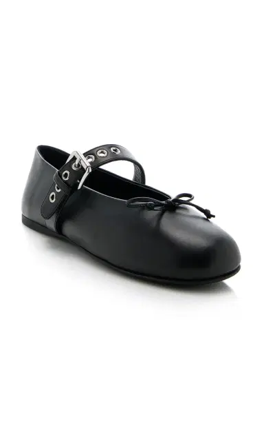 Miu Miu Buckle-Strap Leather Ballet Flats | Thumbnail 4